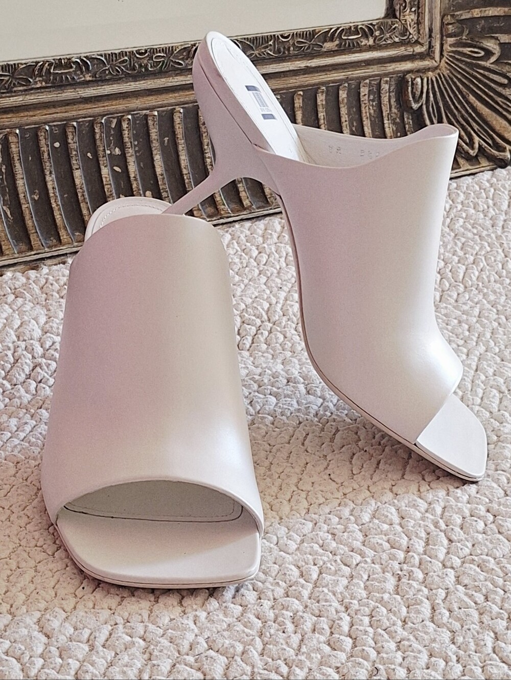 FERRAGAMO Era Leather Slide Sandals Mules White Women's US 8.5 Org $1,090 - Picture 5 of 16